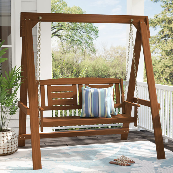 Weather-Resistant Acacia Wood Porch Swing W/Hanging Rust-ResistantChains 