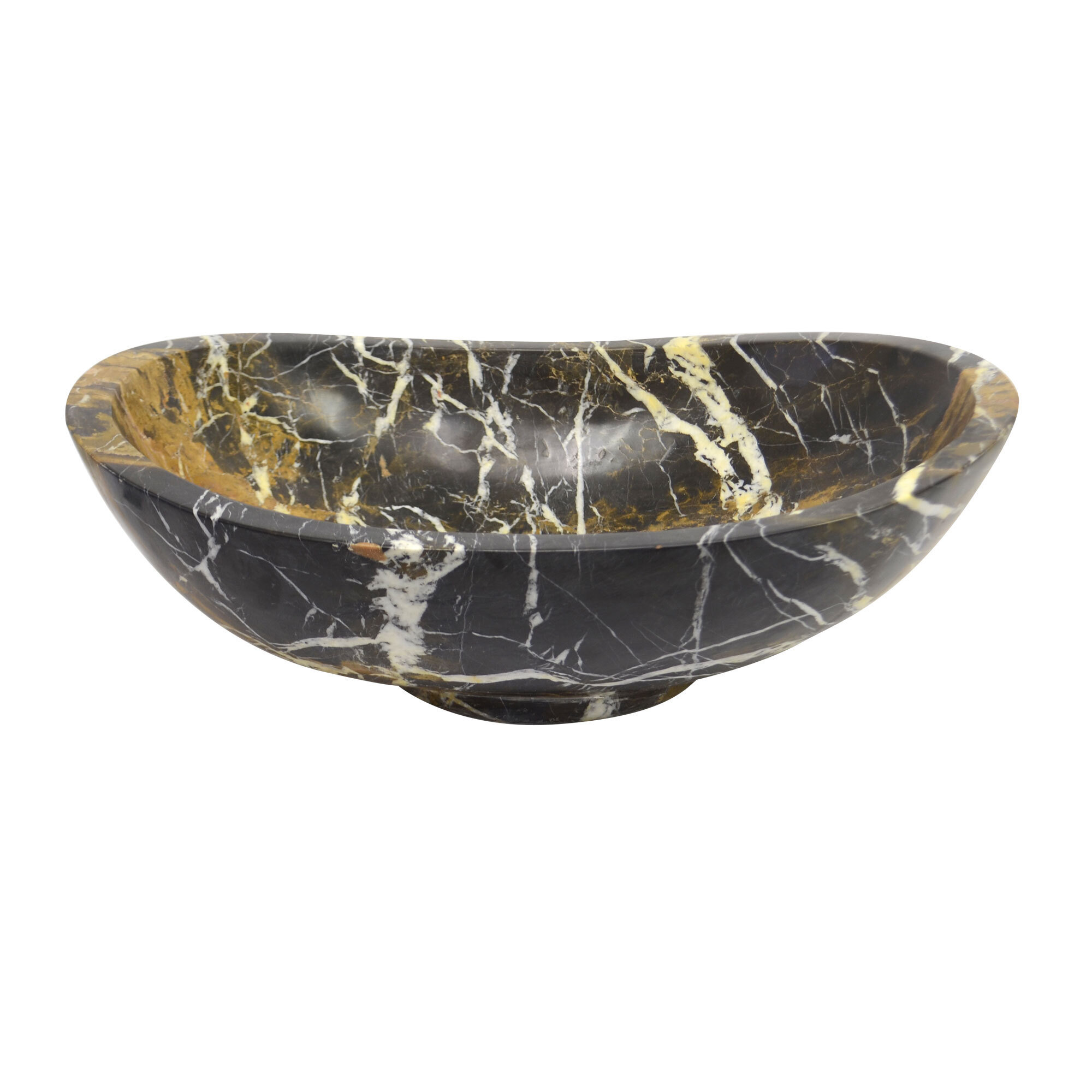Onyx Marble Designs 16'' Black Marble Oval Vessel Bathroom Sink Wayfair