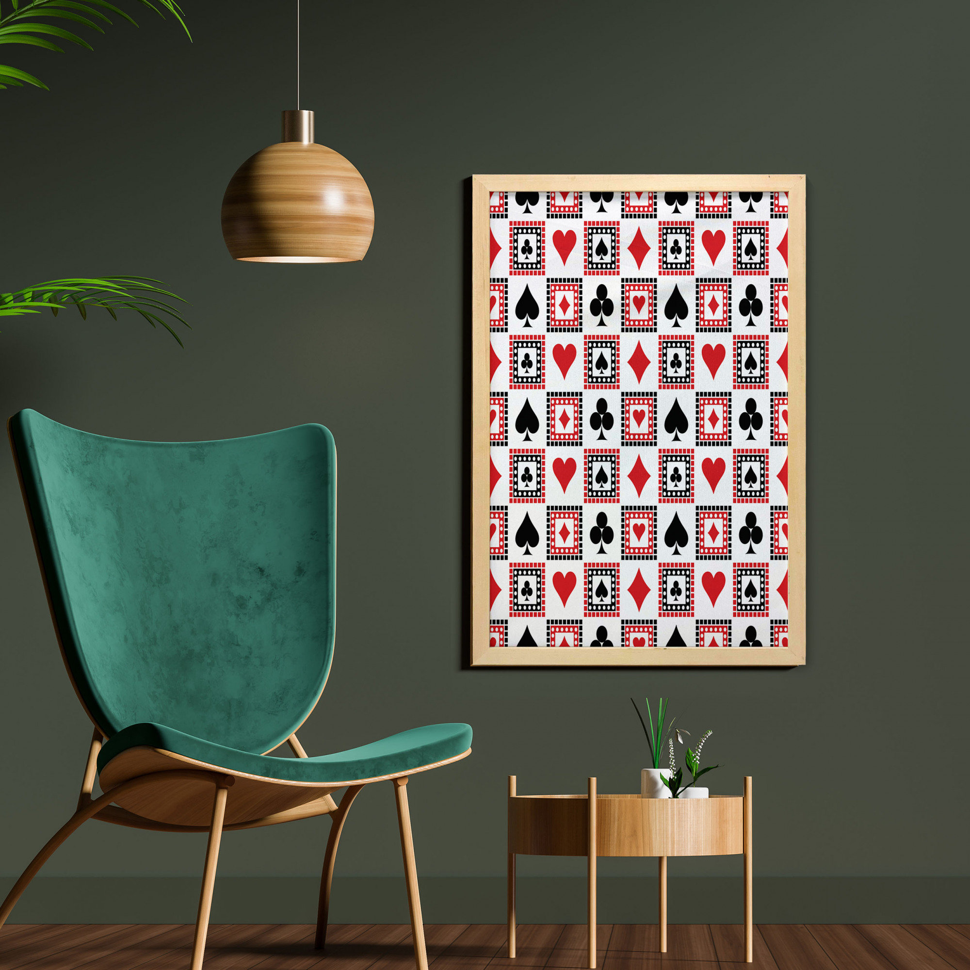 East Urban Home Playing Cards Clubs Hearts Symmetrical Geometric Repeating  Ornamental - Picture Frame Graphic Art | Wayfair