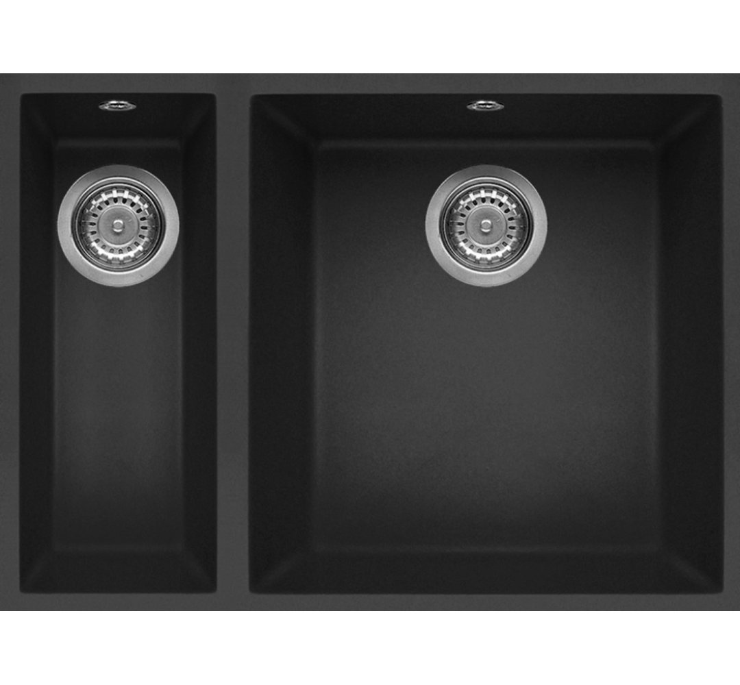Reginox 1.5 Bowl Undermount Black Kitchen Sink - Reginox Quadra