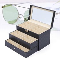 PORTABLE SUNGLASS CLEAR COVER 18 PAIR DISPLAY TRAY glasses storage protector new 