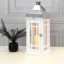 Festive Lights Smoked Glass Lantern Battery Powered Flickering LED Candle Indoor & Outdoor Timer Function Gray, 9.4 