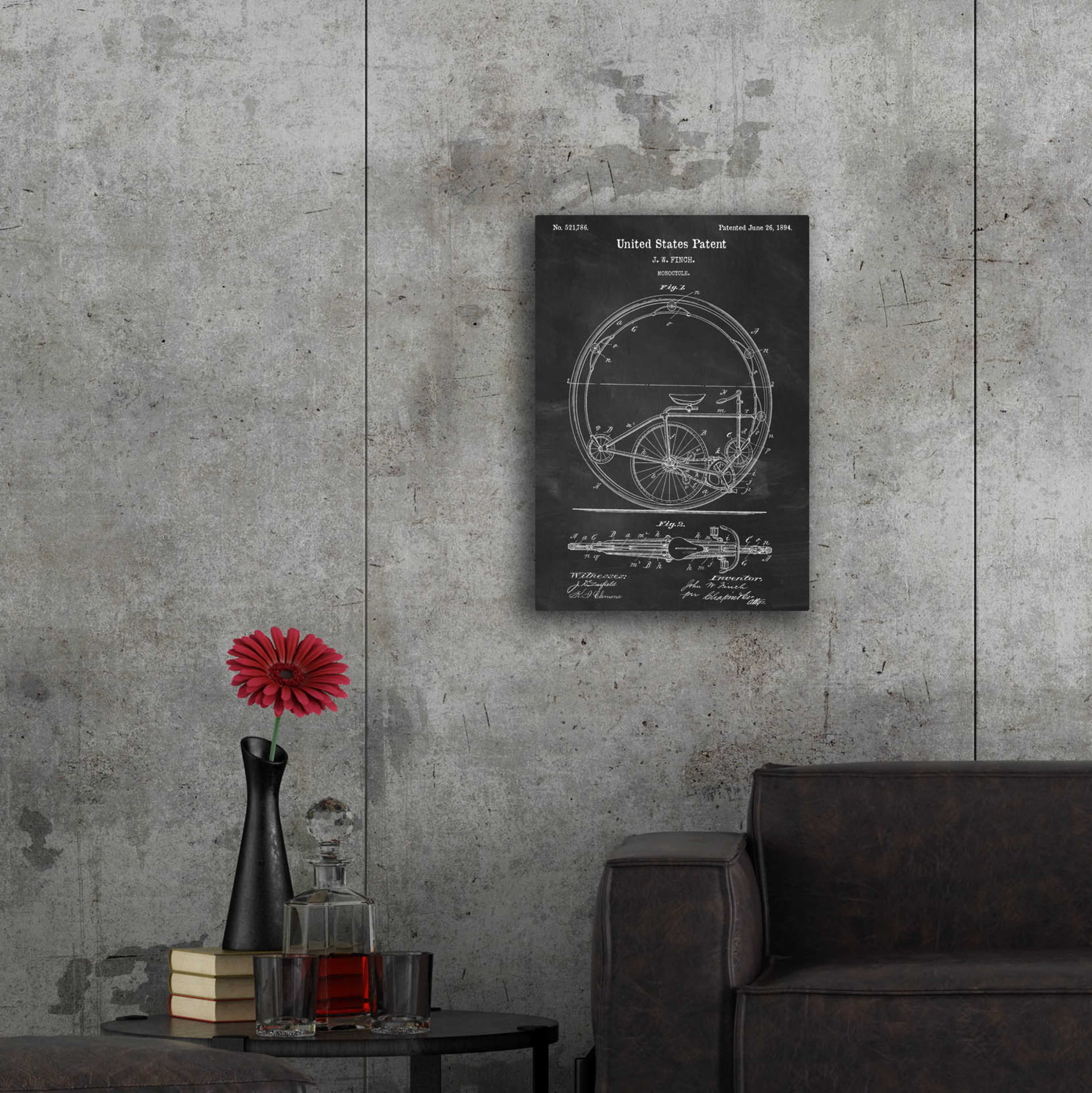 17 Stories Monocycle Blueprint Patent Chalkboard Unframed Wayfair