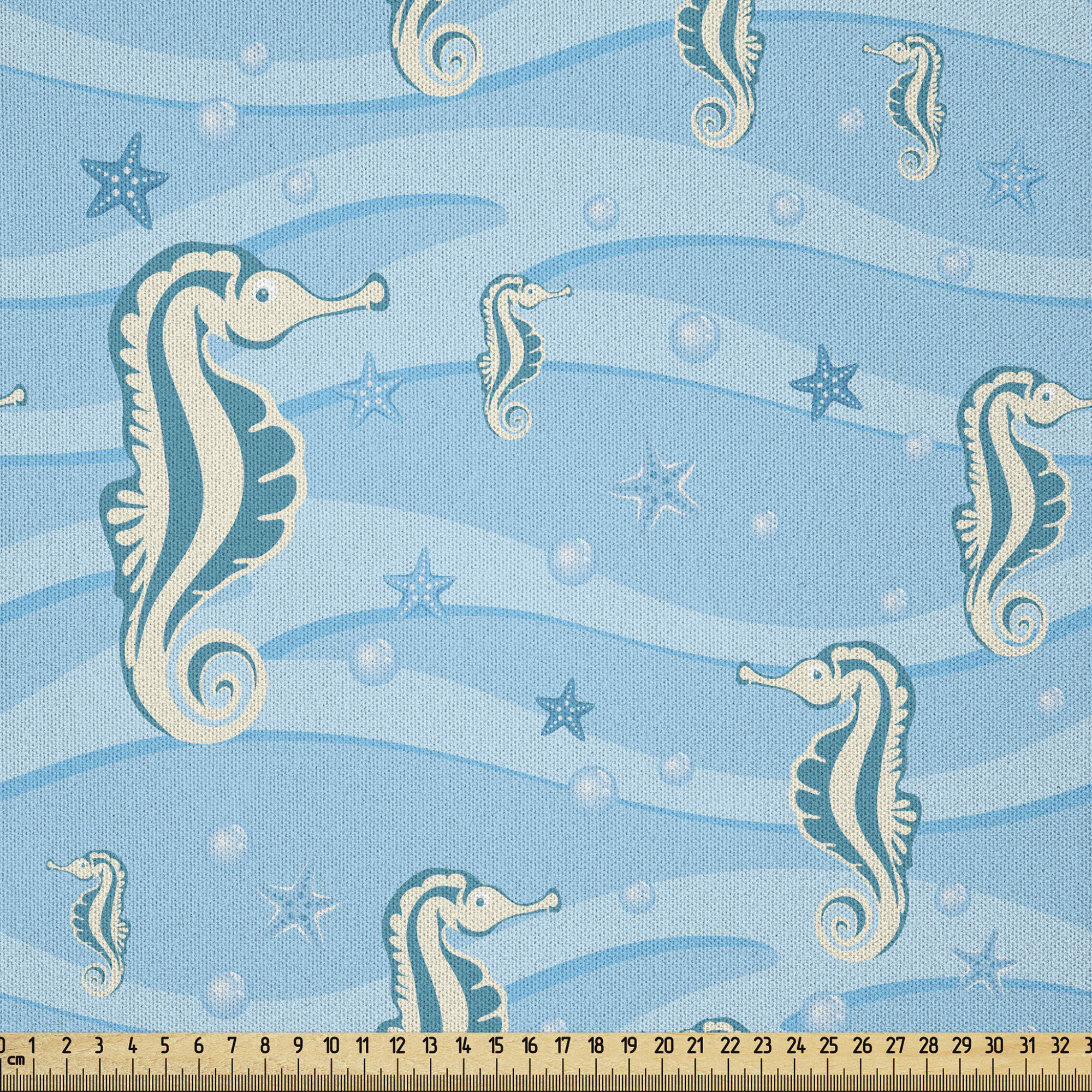 East Urban Home Animal Fabric By The Yard, Cartoon Seahorses Baby Girls