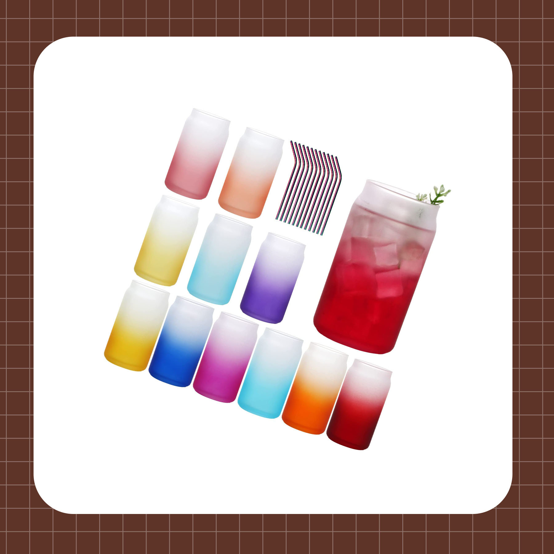 Eternal Night MultiColor Can Drinking Glasses Set Of 12,16 OZ Beer Can