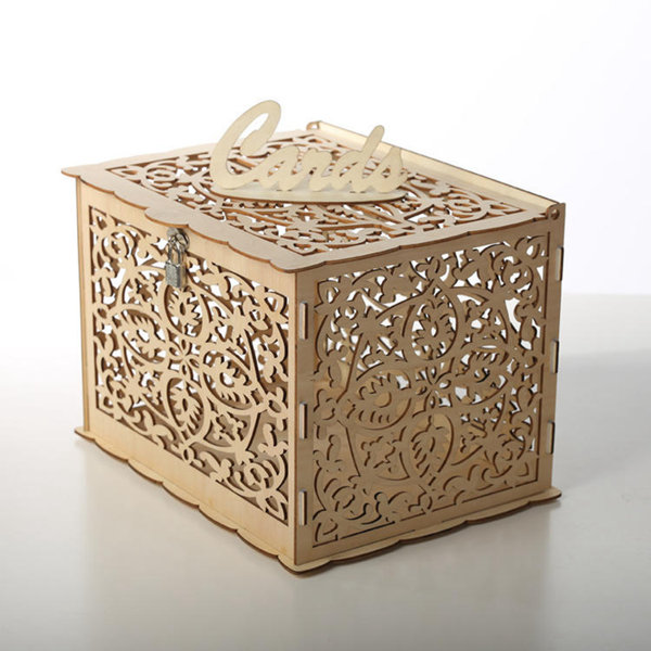Wedding Card Box with Lock Option Wedding Keepsake Box Wood Wedding Card Keeper 