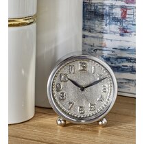 New Silver Chrome Metal Table Clock Modern Shelf Table Mantel Clock Home Decor 