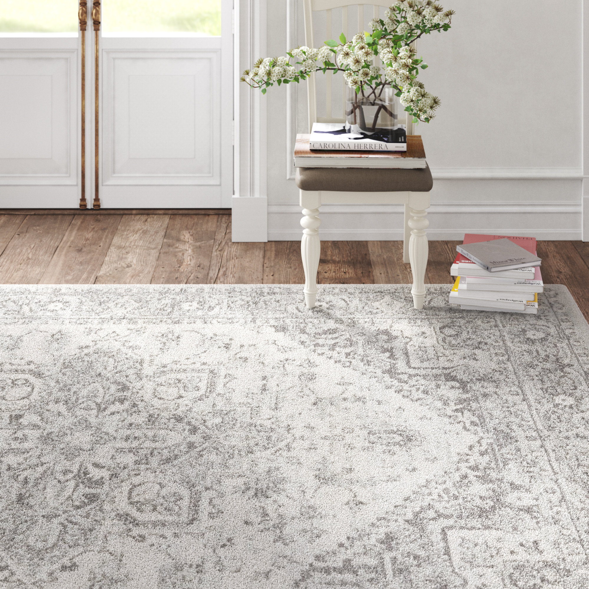 Kelly Clarkson Home Benoit Oriental Charcoal/Light Beige Area Rug