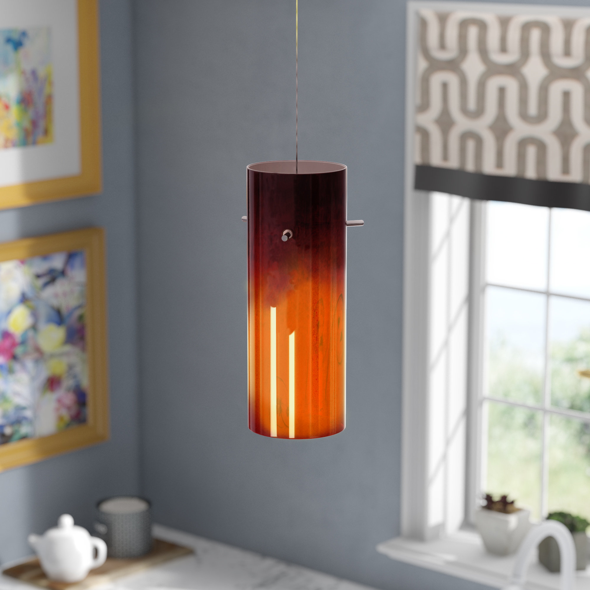Wrought Studio 10'' H Glass Drum Pendant Shade ( Screw On ) Wayfair