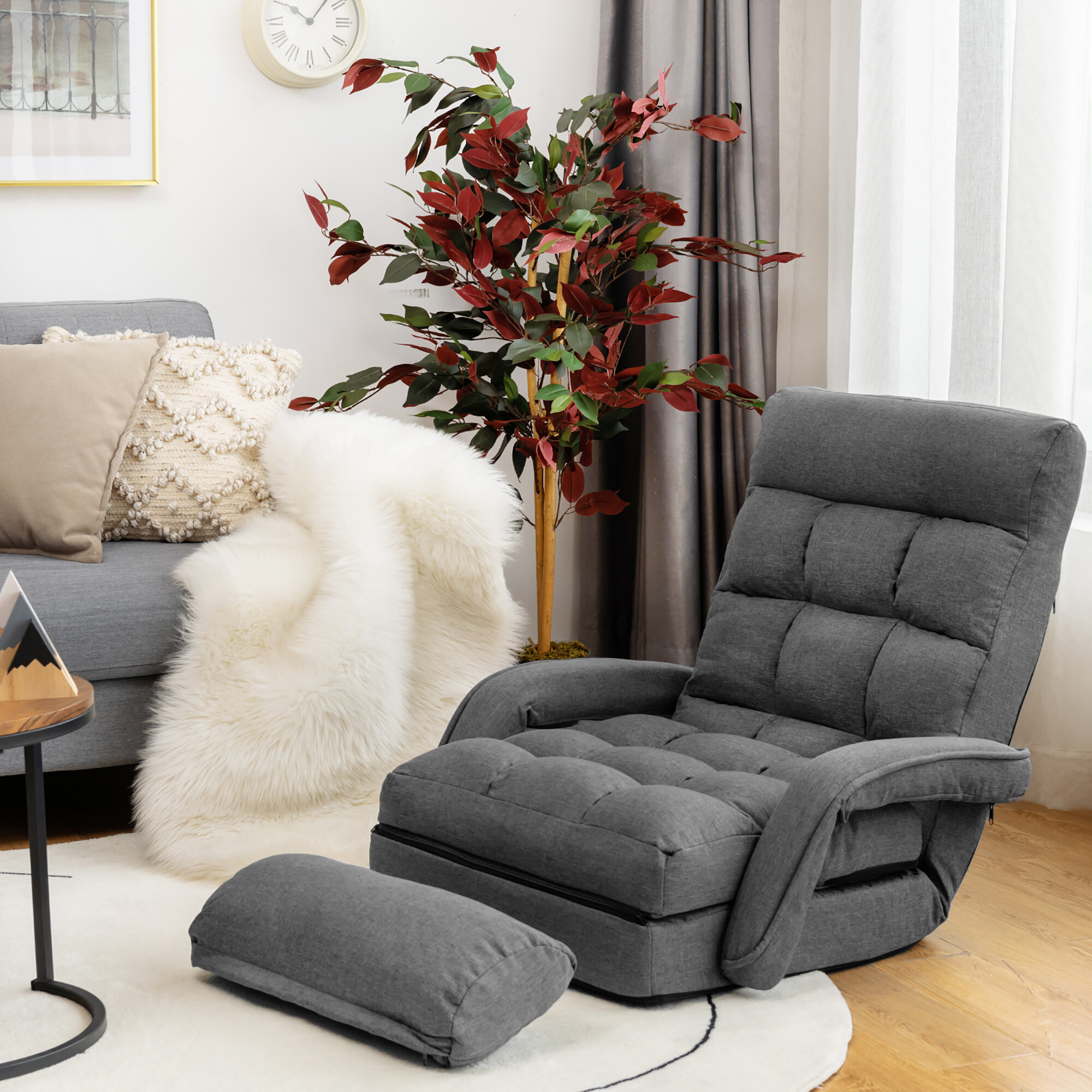Details about   Folding Massage Sofa Floor Chair Bed Armrests Pillow Steel Frame Adjustable 