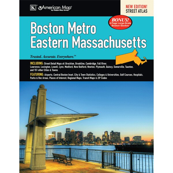 Boston Metro Eastern Massachusetts MA American Map Street Atlas 