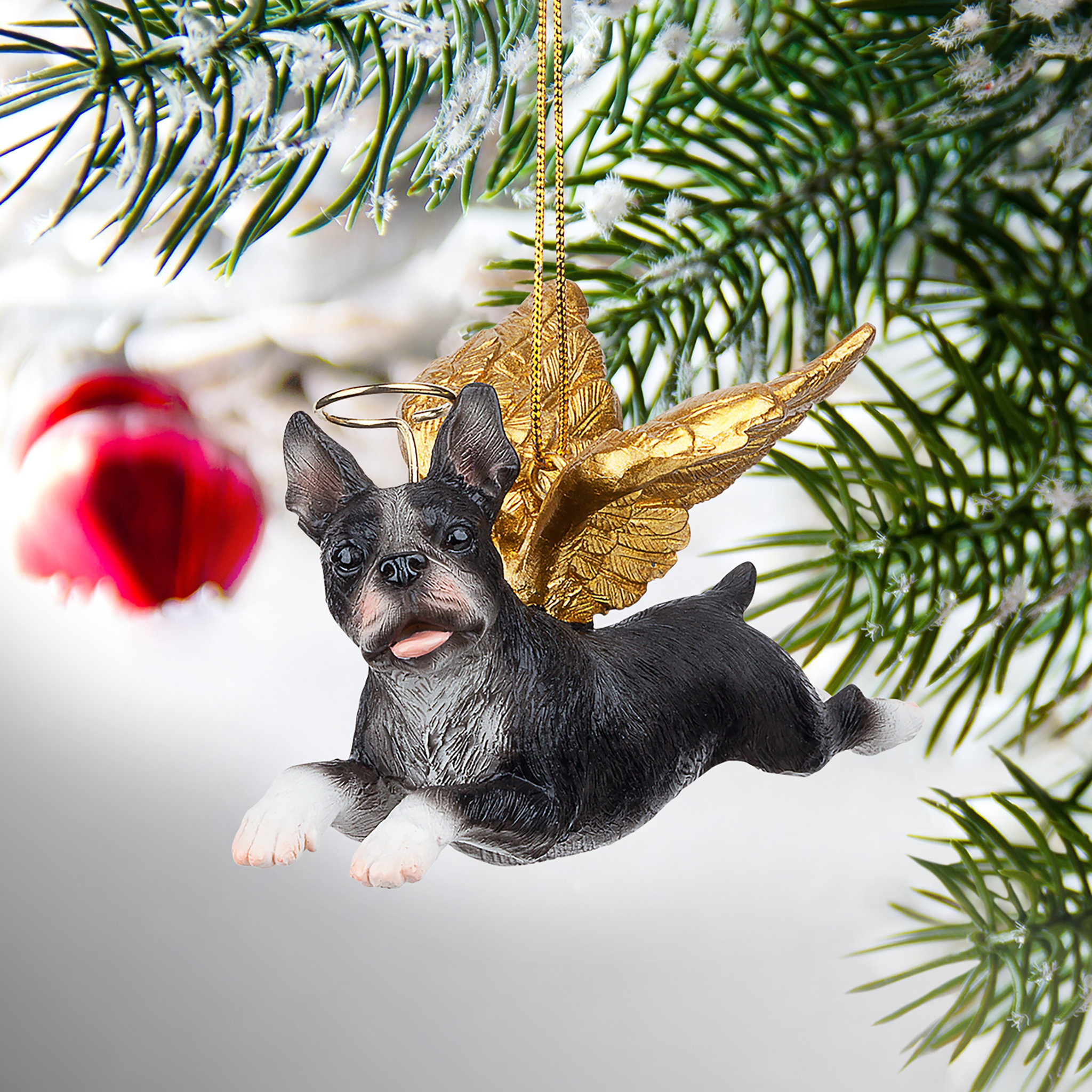 Design Toscano Boston Terrier Dog Angel Hanging Figurine & Reviews | Wayfair