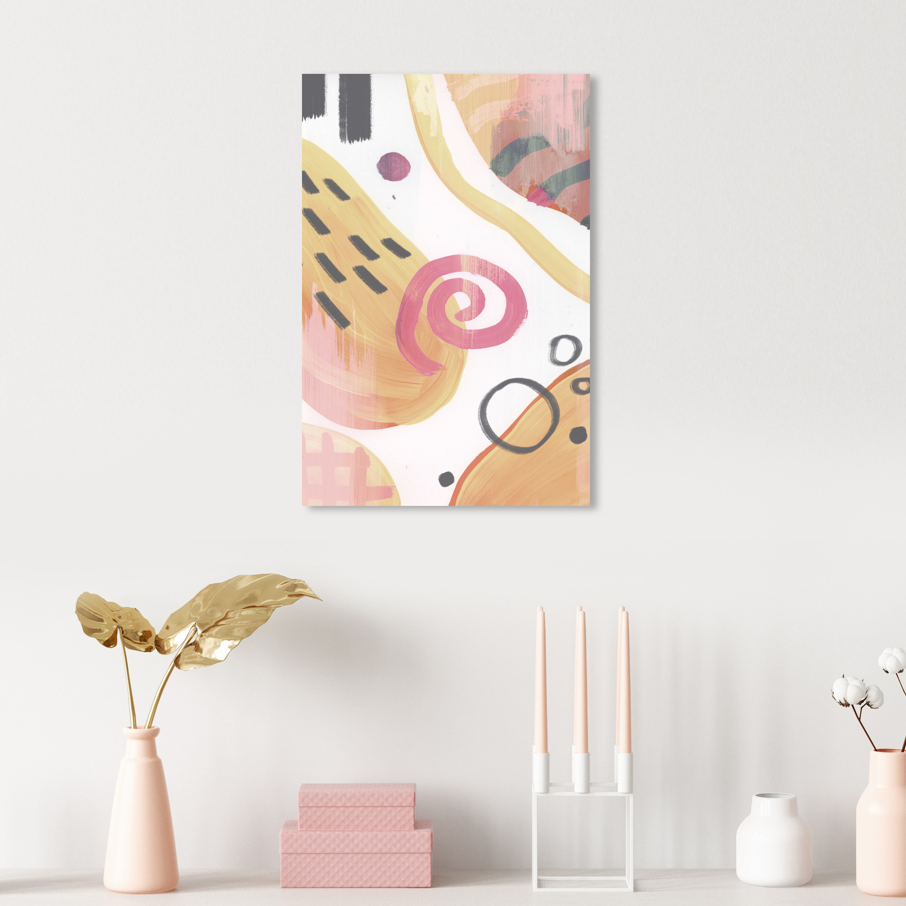 Oliver Gal Sensationalist, Swirls And Figures Modern Red Wrapped