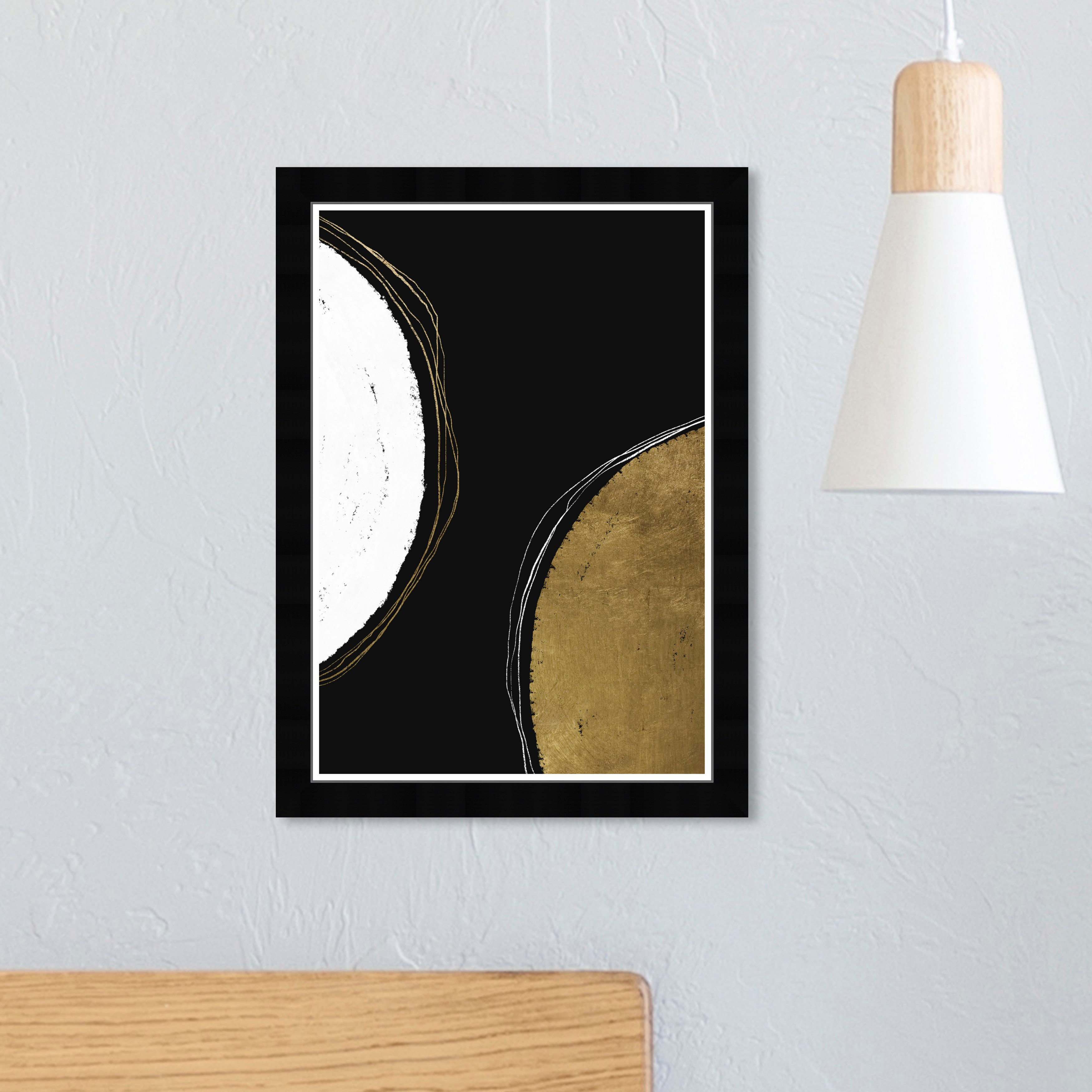 Mercer41 Abstract Two Moons In Gold Paint Picture Frame Painting