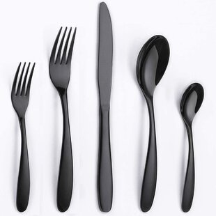 20-Piece Black Flatware Cutlery Set Reflective Stainless Steel Silverware set 