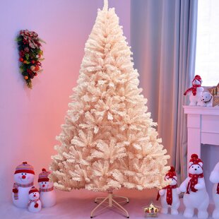 Pink Mini Christmas Tree w/Feather Ornament Cedar Home Office Decor Decoration 
