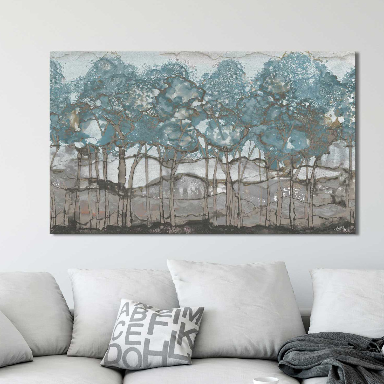 Winston Porter Muted Watercolor Forest Unframed Painting on Canvas
