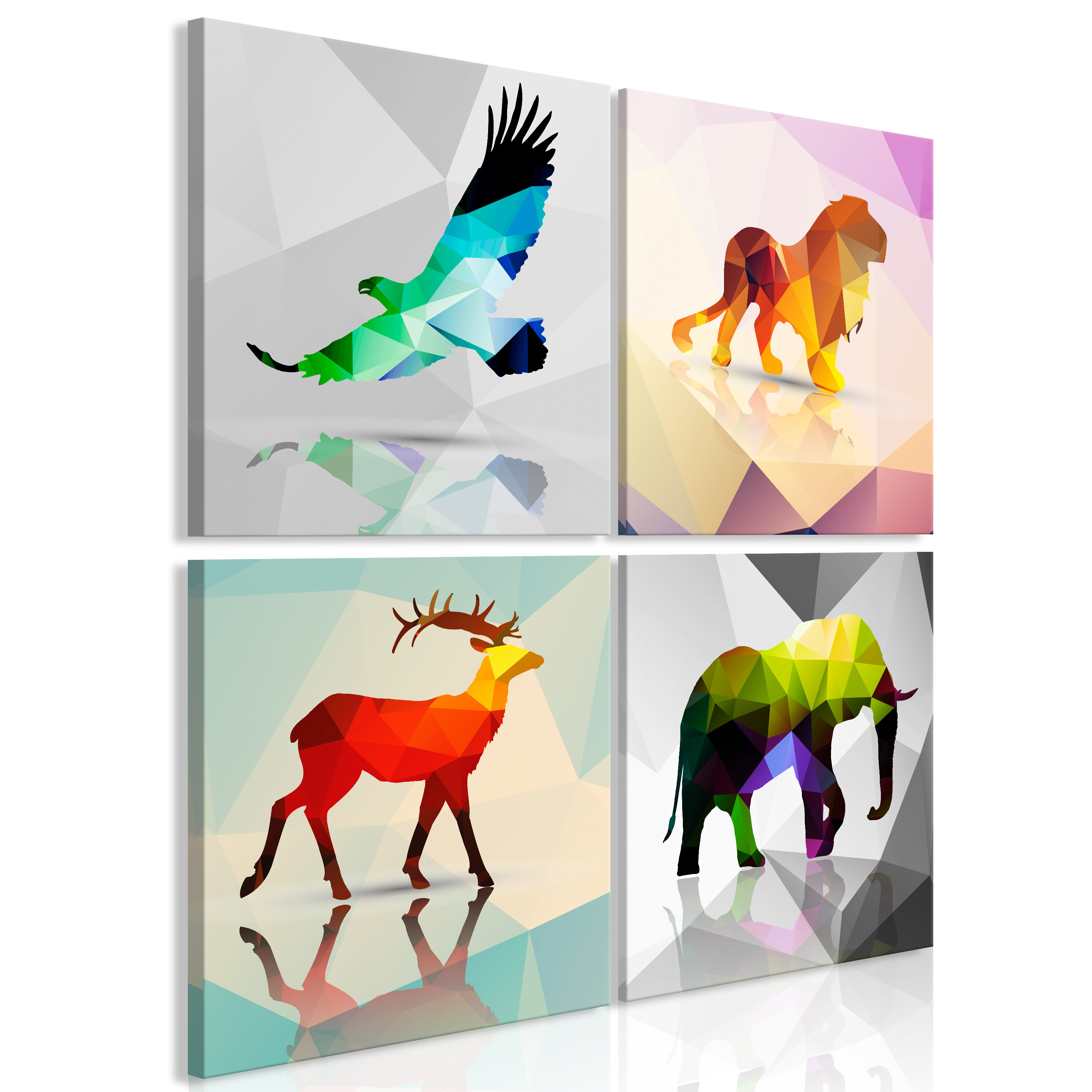 East Urban Home Colourful Animals - 4 Piece Wrapped Canvas Graphic Art |  