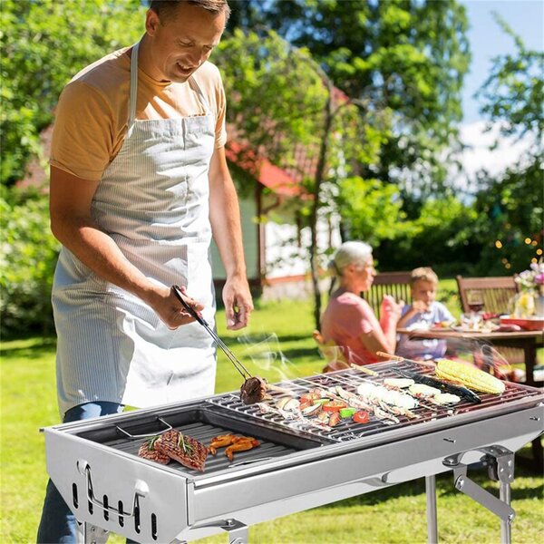Portable BBQ Grill Barbecue Shish Kabob Stove Camping Outdoor Stainless Steel 