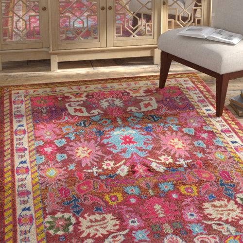 Langley Street Eddins Performance Burgundy/Blue Rug & Reviews | Wayfair
