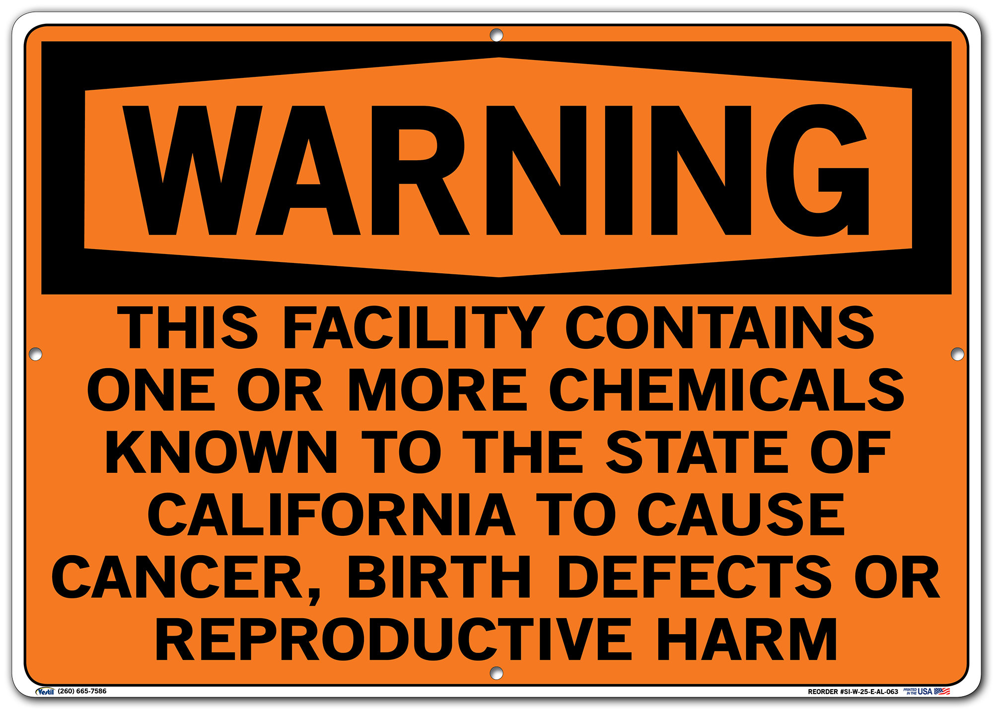 Vestil SIW25EAL063 This Facility Contains ONE OR More Chemicals