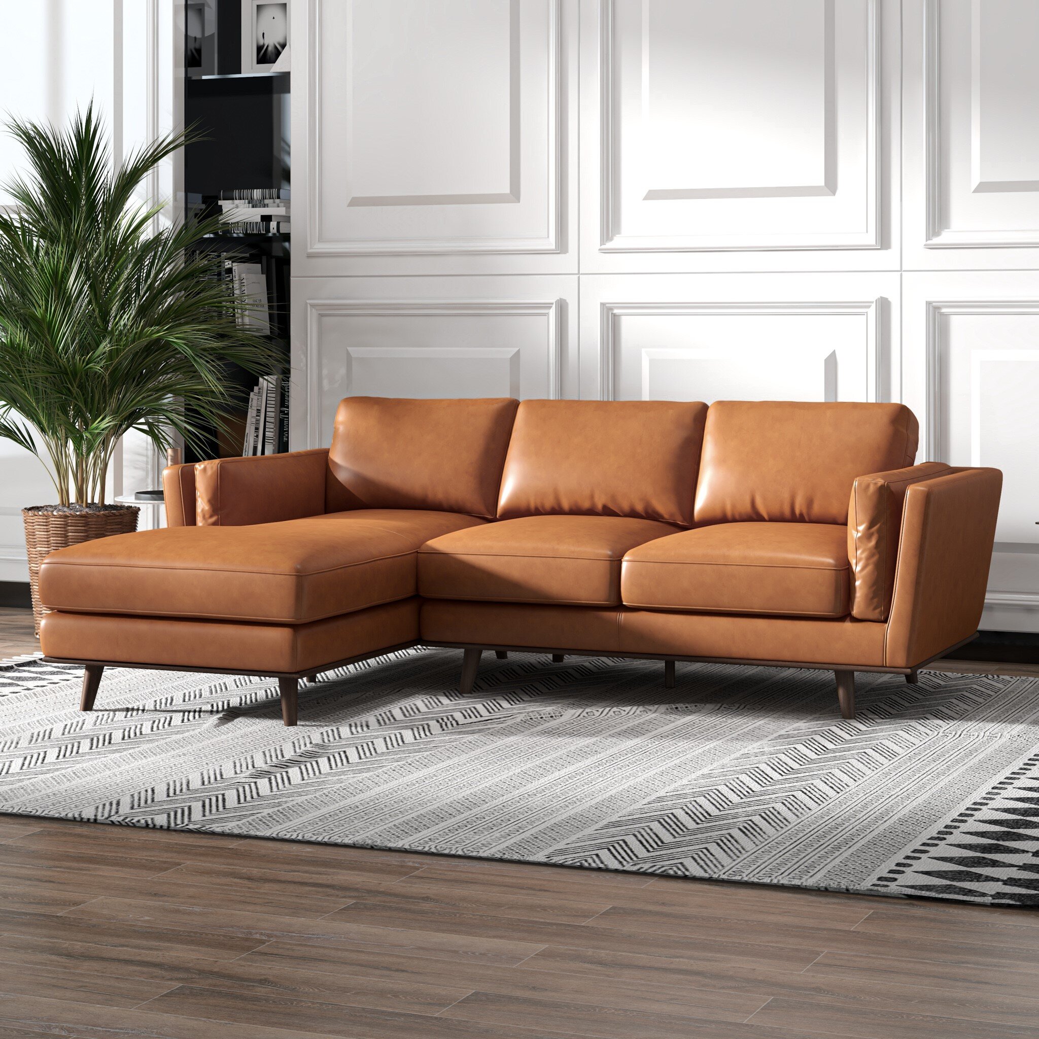 Marquette 92.9″ Wide Genuine Leather Sofa & Chaise
