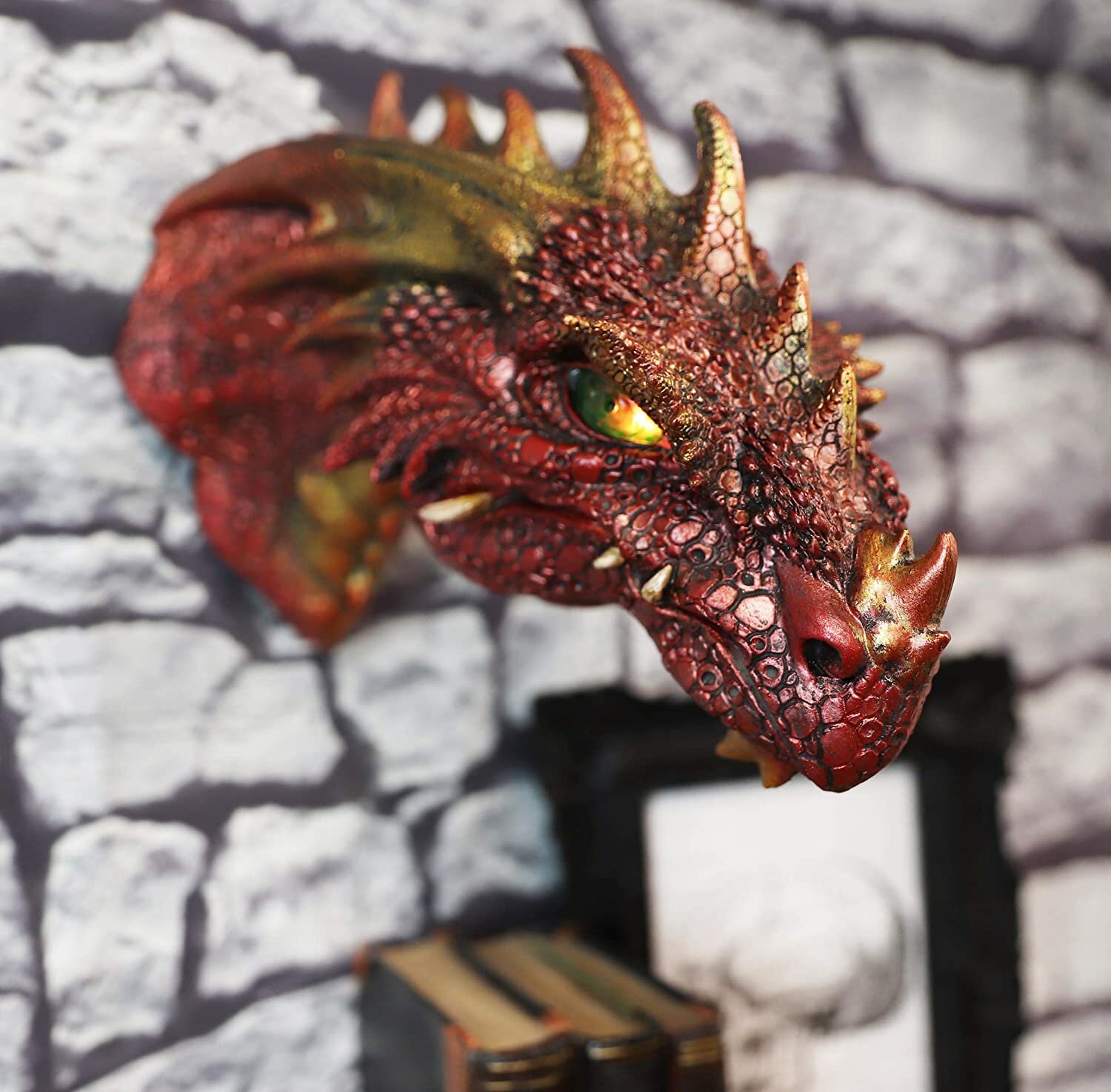 Dragon Dungeon Wall Plaque With LED Eyes 