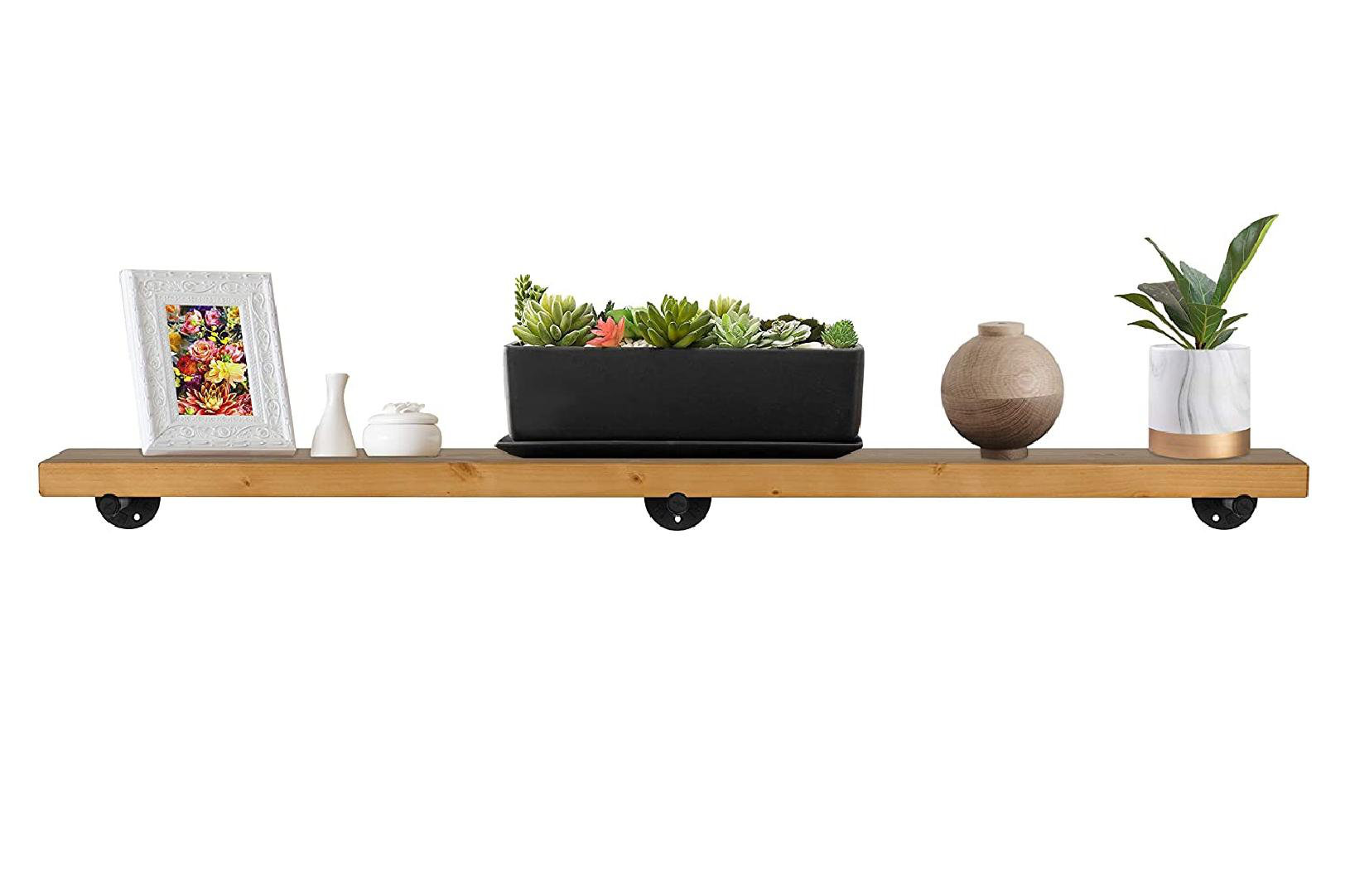 Loon Peak® Industrial Pipe Wood Wall Shelf, Floating Shelving Wayfair