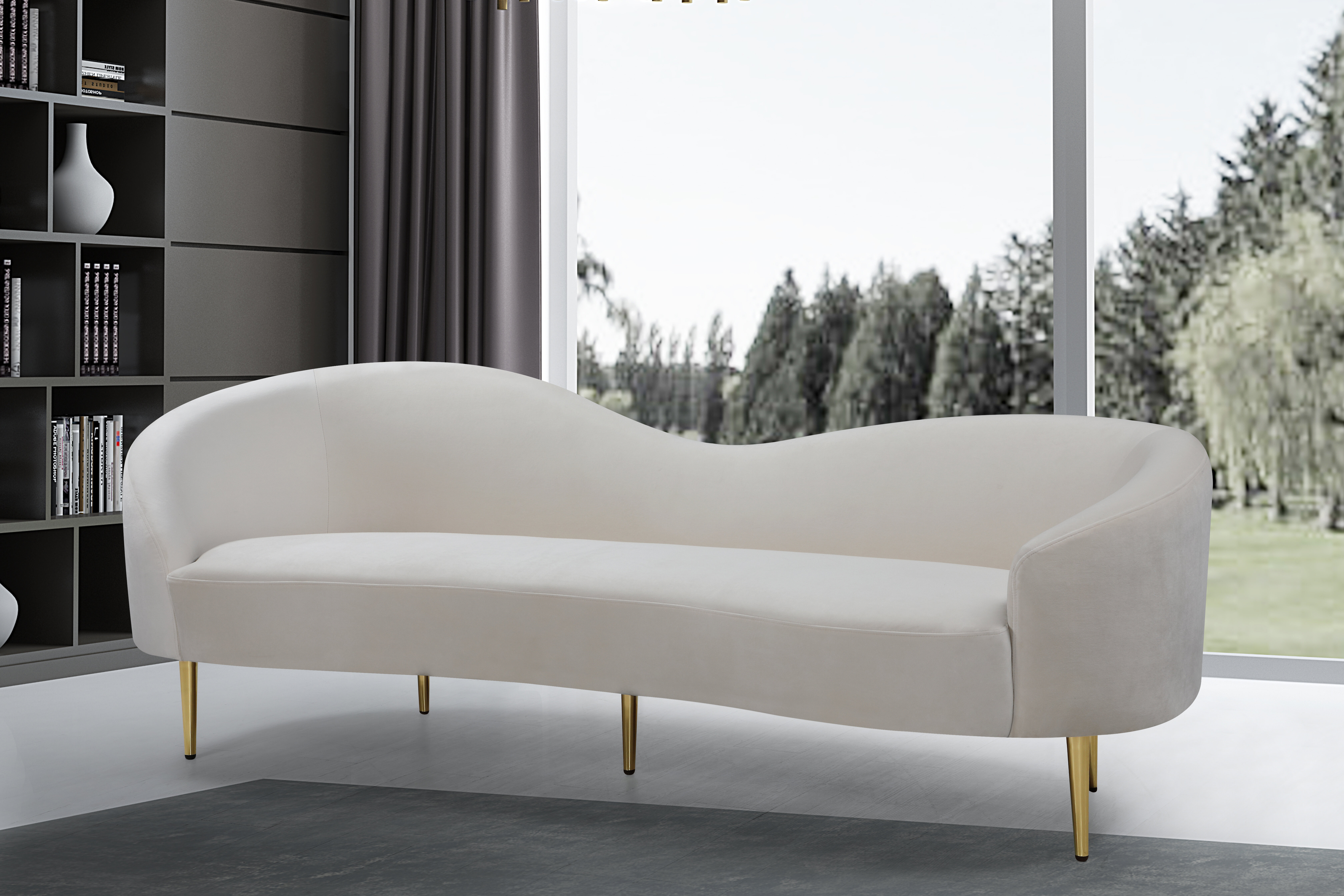 Shurtz 85.5” Velvet Curved Sofa