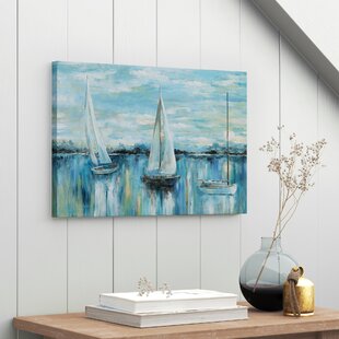Coastal wall art Boat seascape 23 by 31 inches