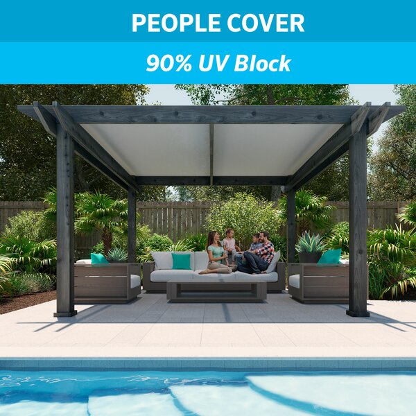 Shatex 90% Sun Shade Fabric for Pergola Cover Porch Vertical Screen Beige 
