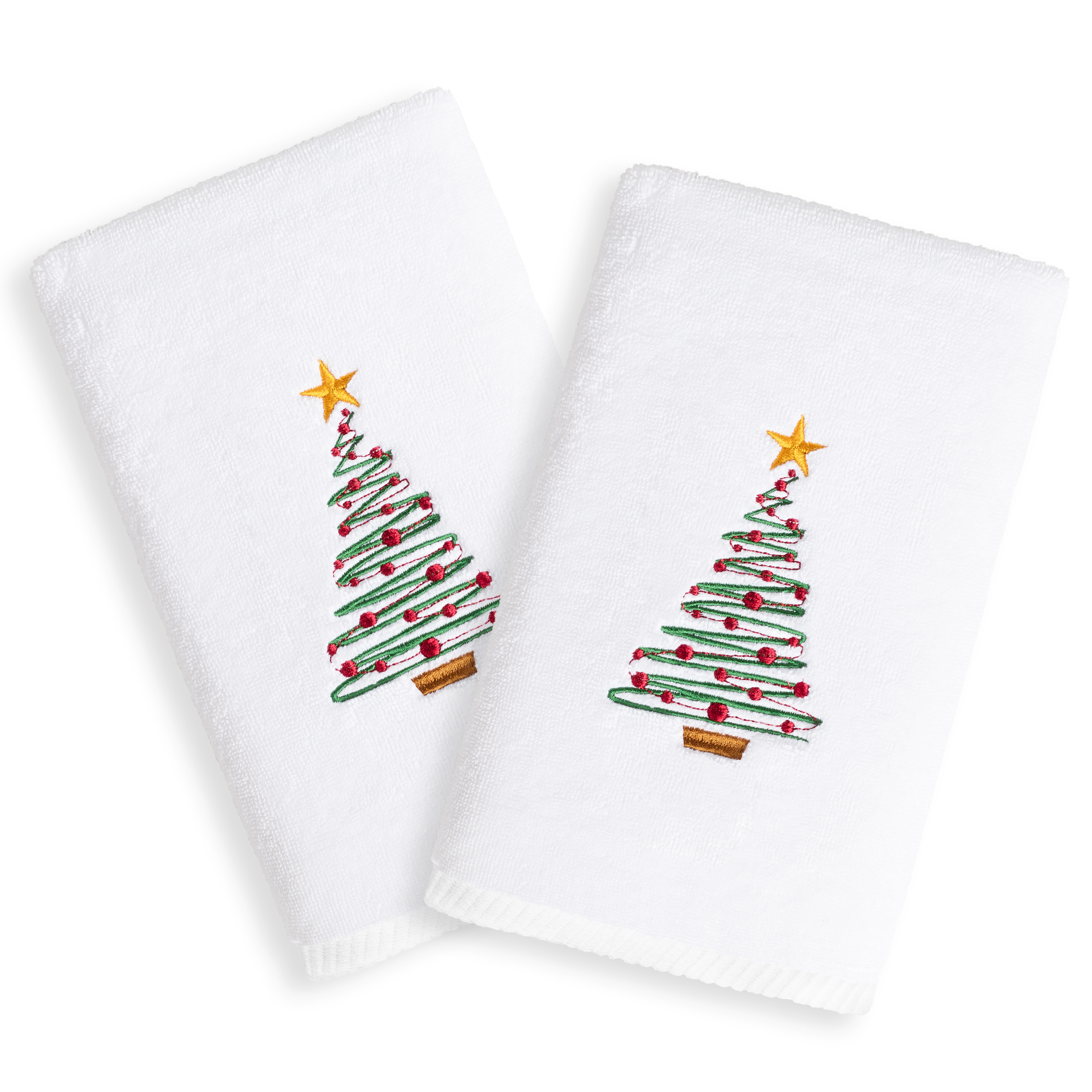 Dena Home Christmas White Embroidered Peppermint Twist Tree One Hand Towel New 