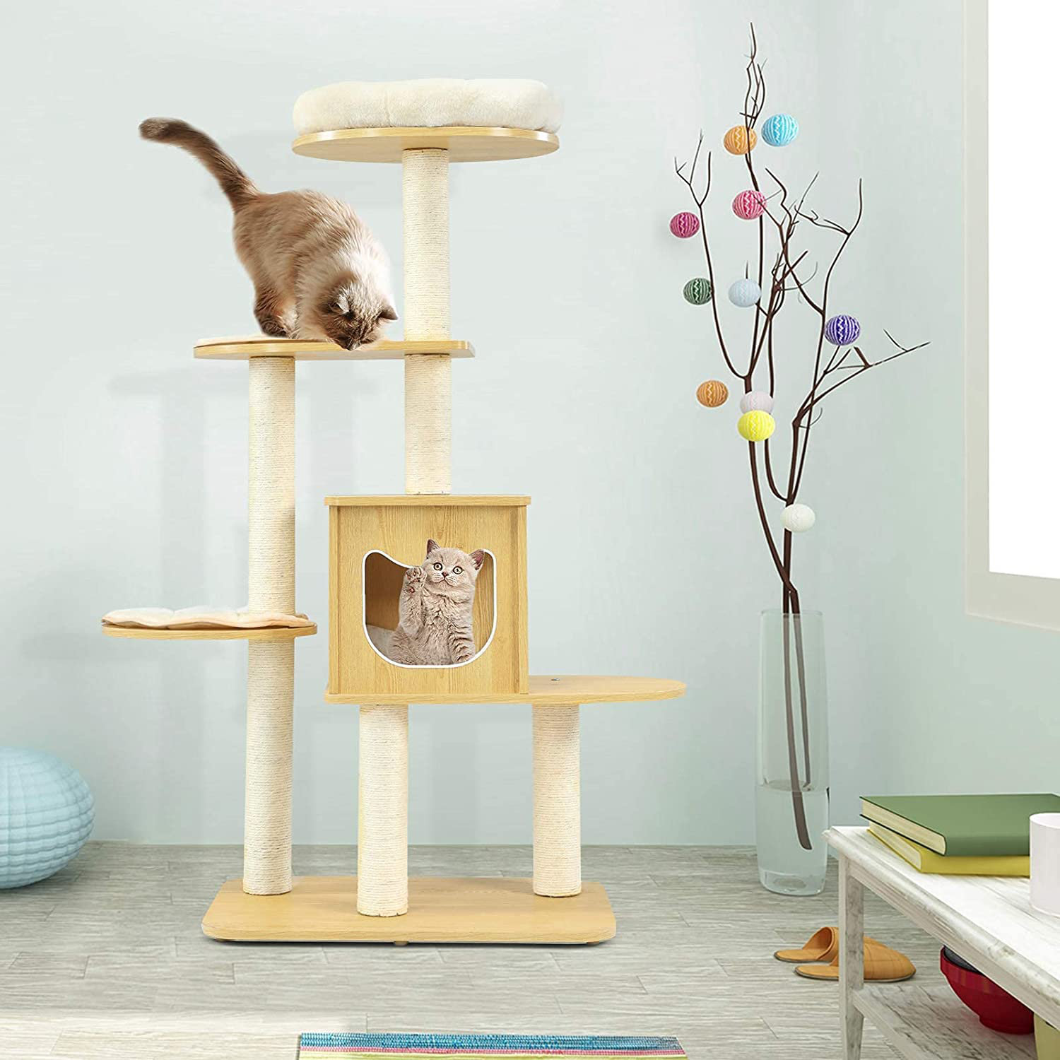 Tucker Murphy Pet™ Modern Wood Cat Tree, 53 Inches Cat Tower With