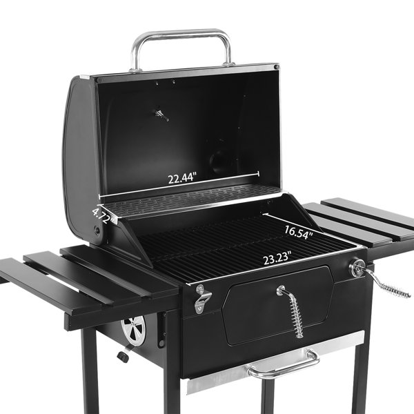 Royal Gourmet 24" Crop Barrel Charcoal Grill with Side Shelf