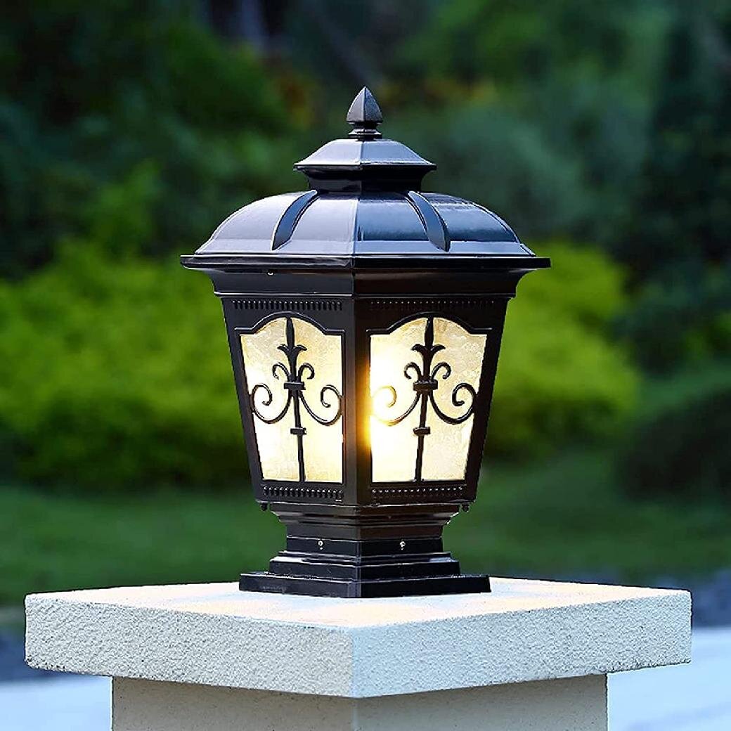 LED Solar Post Headlamp Waterproof Fence Lamp Home Garden Lantern Outdoor Decor 