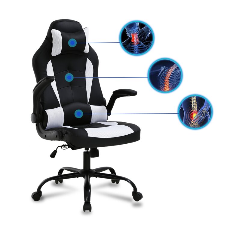POWERSTONE Big and Tall Computer Gaming Desk Chair Massage Video Game Chairs Ergonomic Racing Chair for Gaming with Padded Armrest,Back Support,Lumbar Support and Headrest,Blue 
