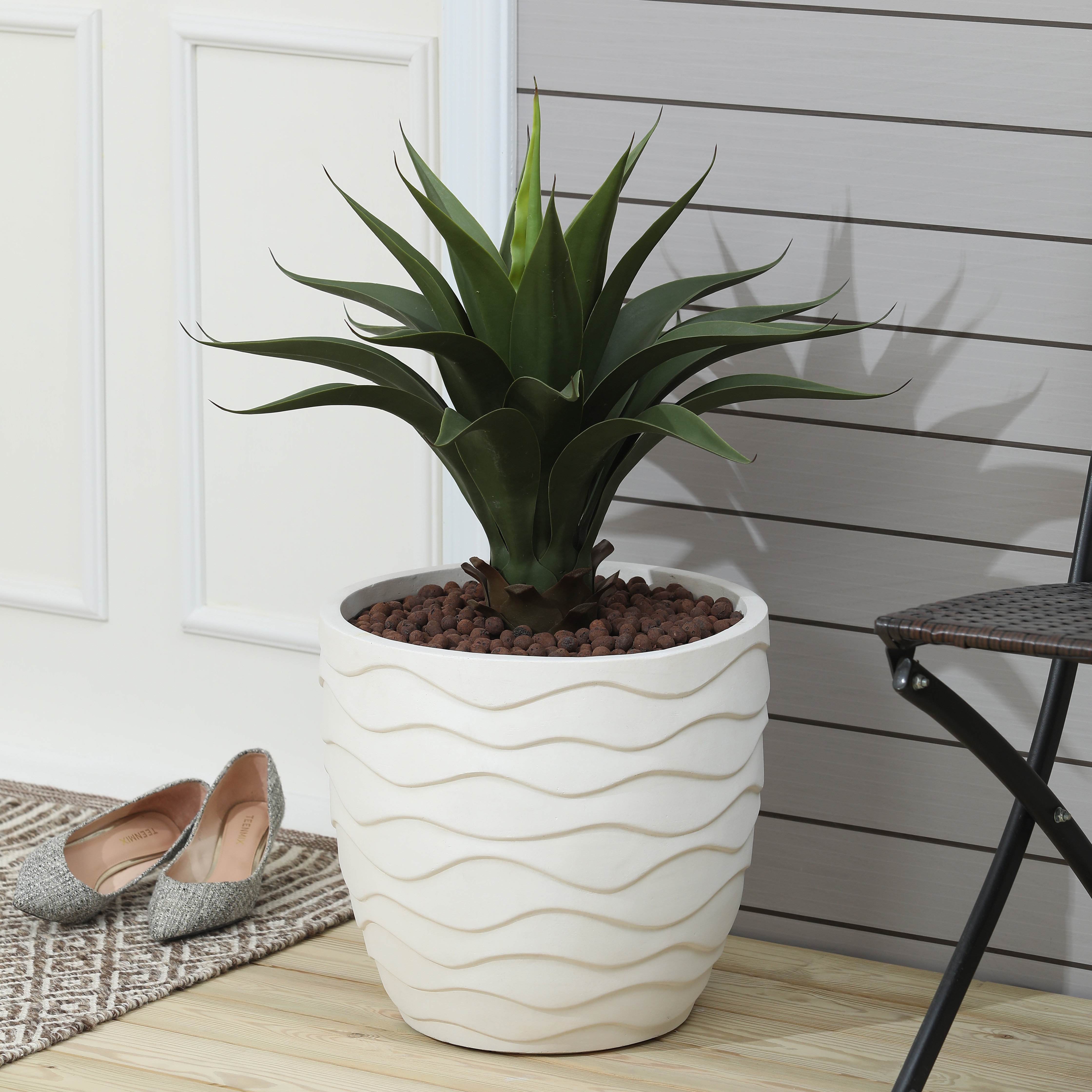 Ivy Bronx White Mgo Wavy Design Planter & Reviews Wayfair