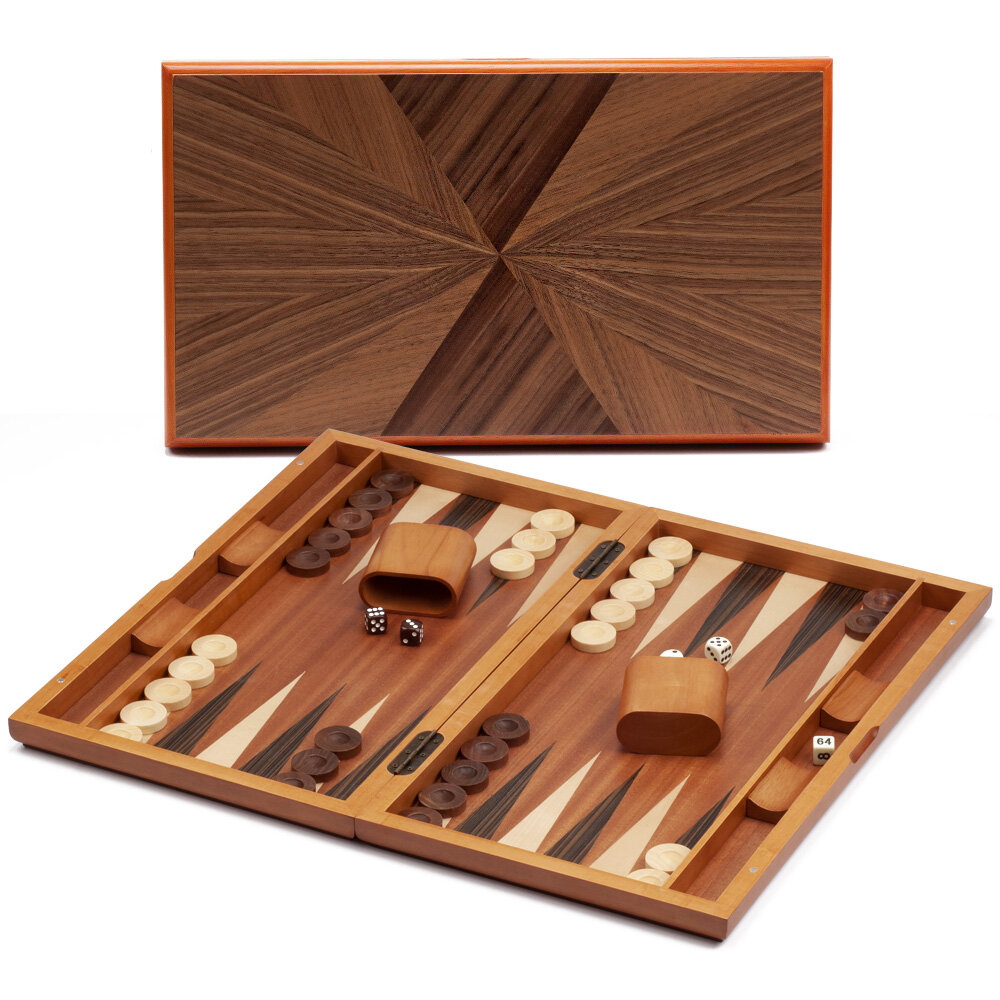 GSE Games & Sports Expert Large Wooden Folding Inlay Backgammon