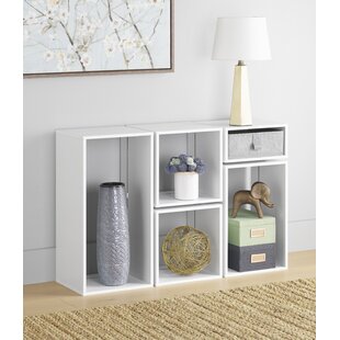 Wido 6 Cube Wooden Bookcase Shelving Unit Cube Shelves Box Shelf Storage System With 3 Grey Drawers Organiser Modular Display 
