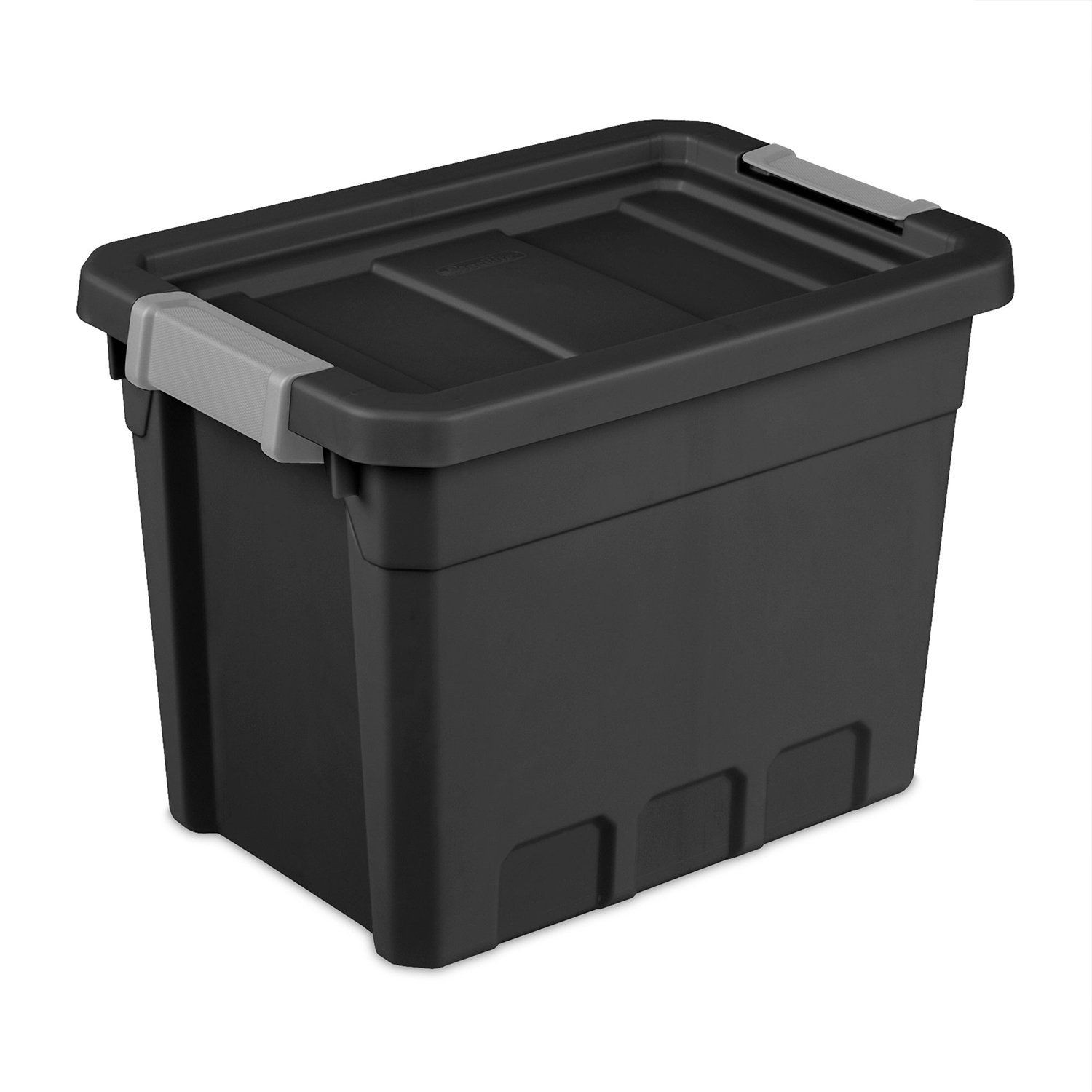 Sterilite 7.5 Gal Rugged Industrial Storage Totes w/ Latch Lids, Black