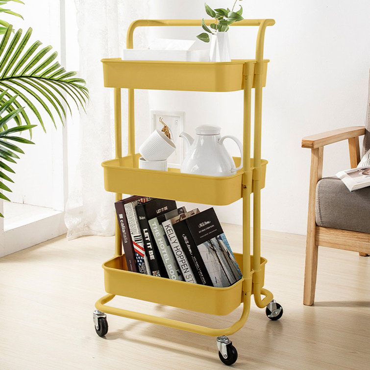 3-tier Rolling Utility Cart with Handle and Wheels