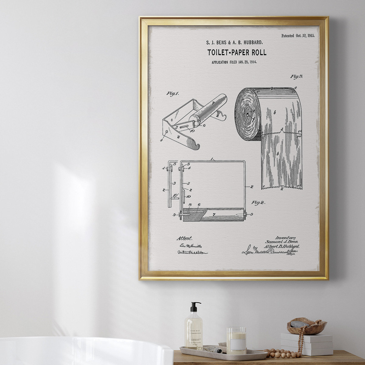 Trinx Toilet Paper Patent I - Single Picture Frame Drawing Print on Canvas  | Wayfair