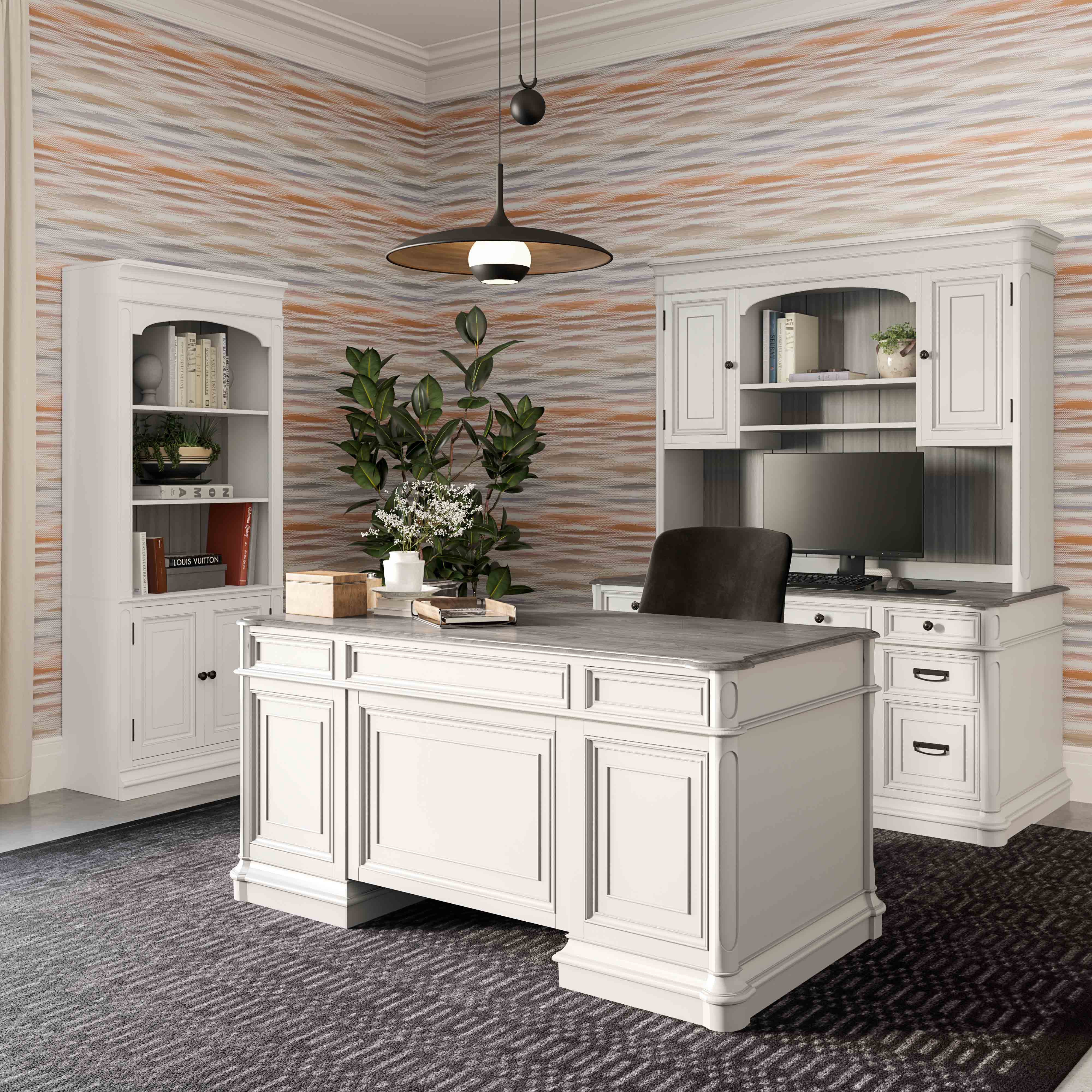 Three Posts™ Restrepo Executive Desk with Built in Outlets & Reviews