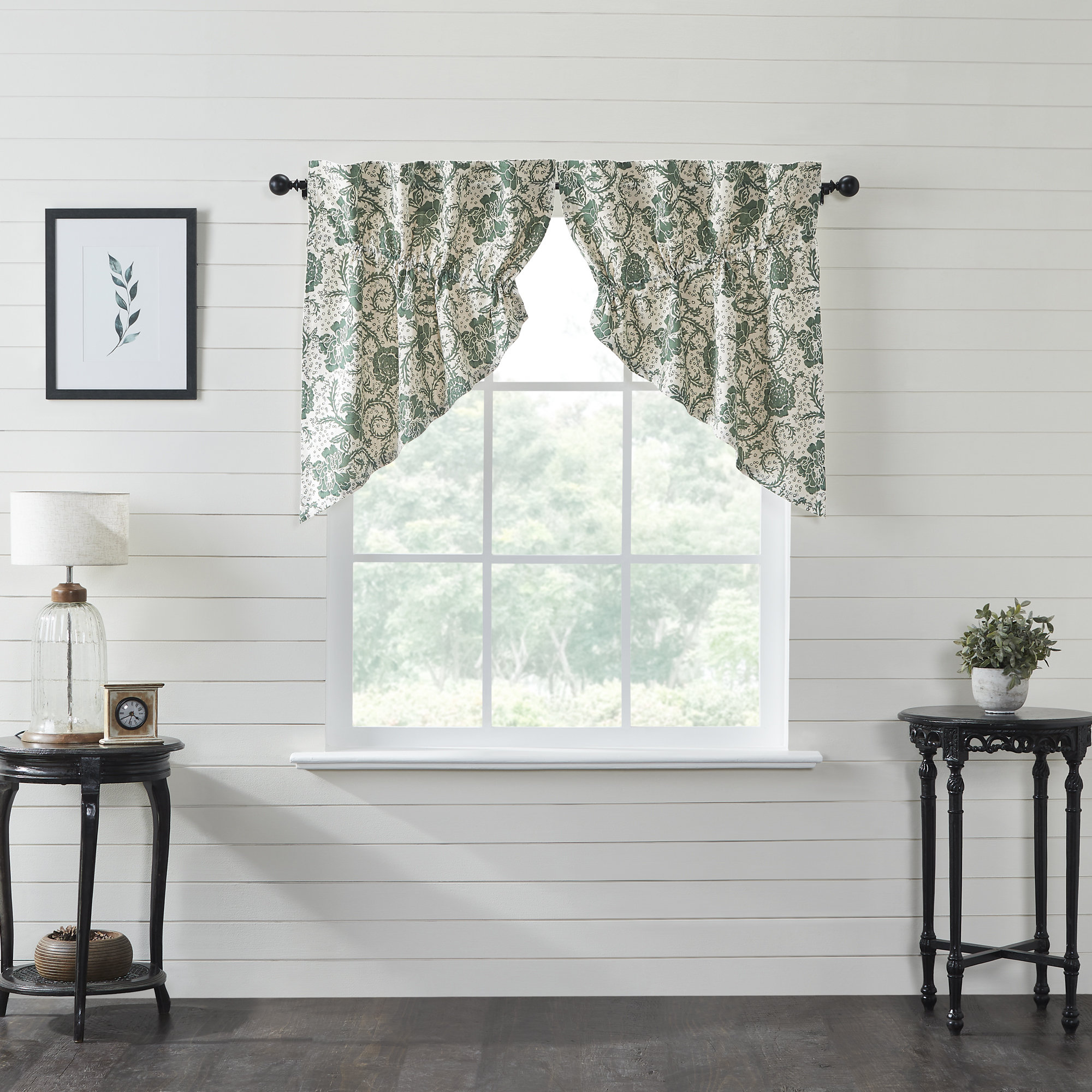 Grovelane Axminster Floral Cotton Swag 72'' Window Valance in Cream