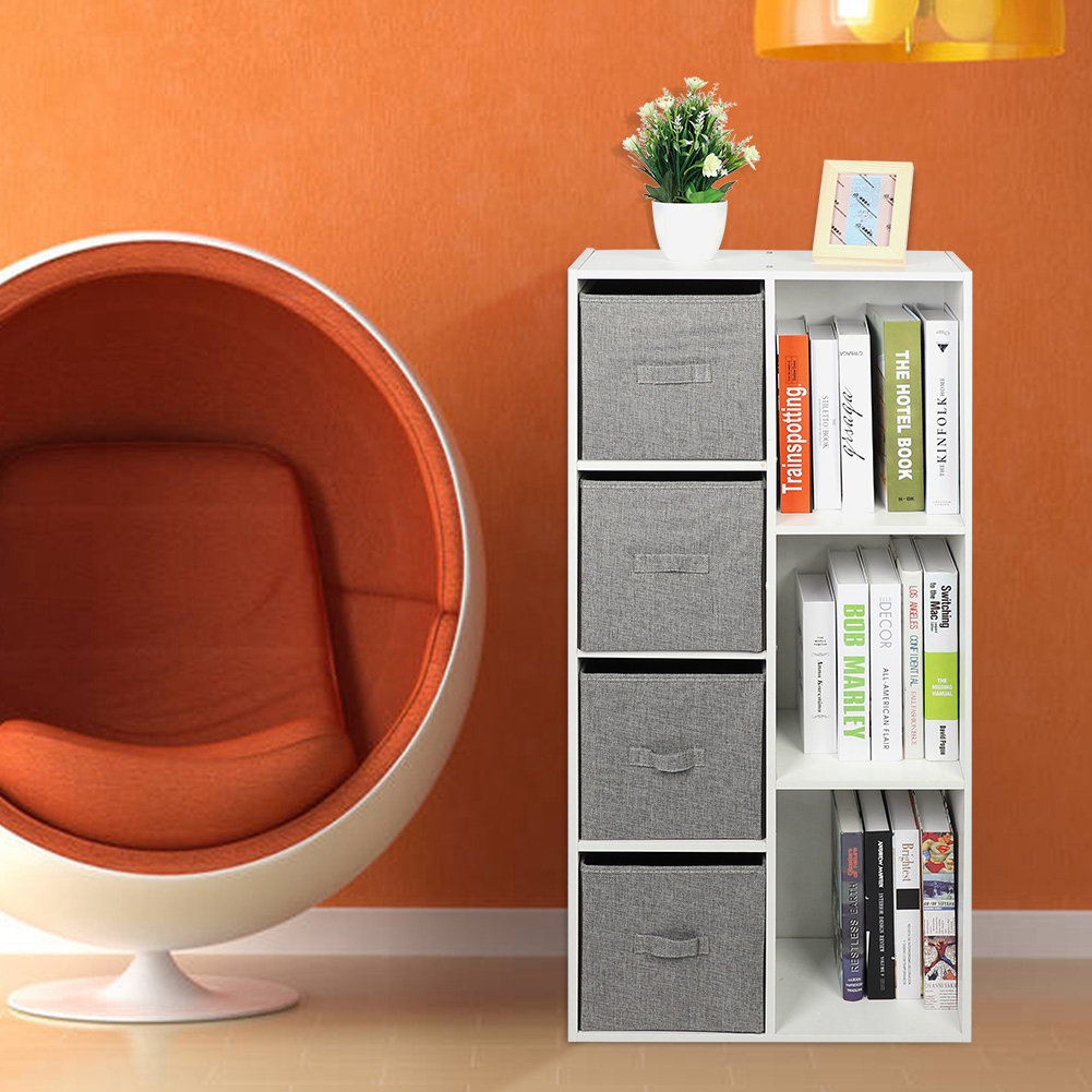 Ebern Designs Paturi 41.73'' H x 19.69'' W Geometric Bookcase with Bins