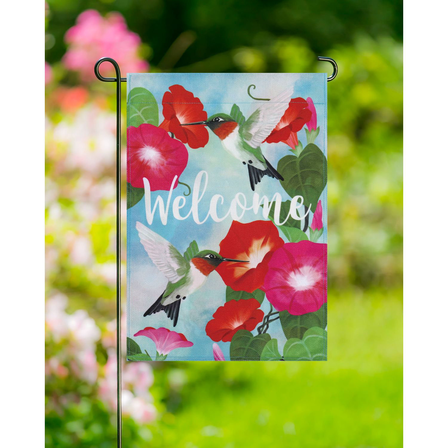 Beachcrest Home Caja Hummingbird Hibiscus, Garden Burlap Wayfair