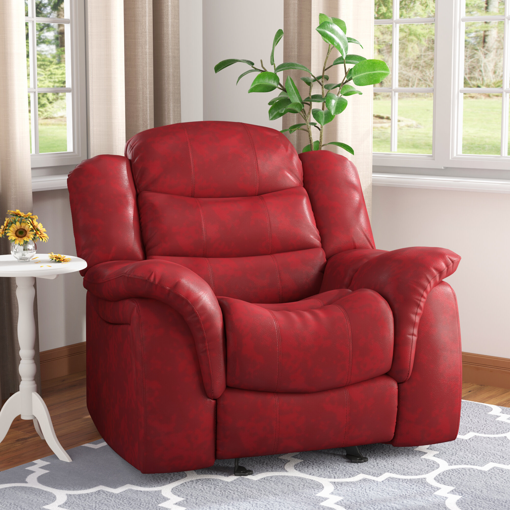 Mager 42.52” Wide Faux Leather Manual Glider Club Recliner