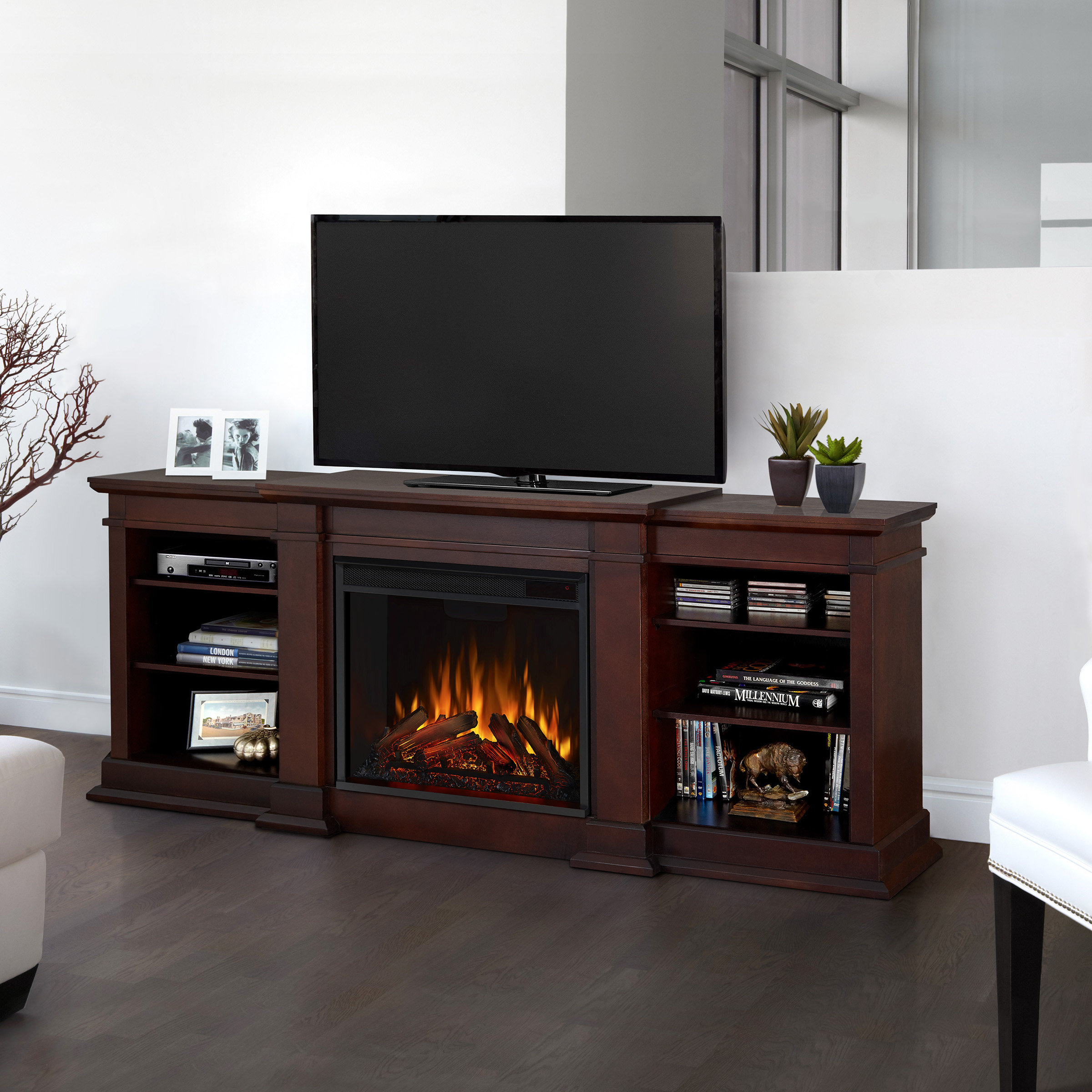 Real Flame Fresno TV Stand for TVs up to 78" with Fireplace Included