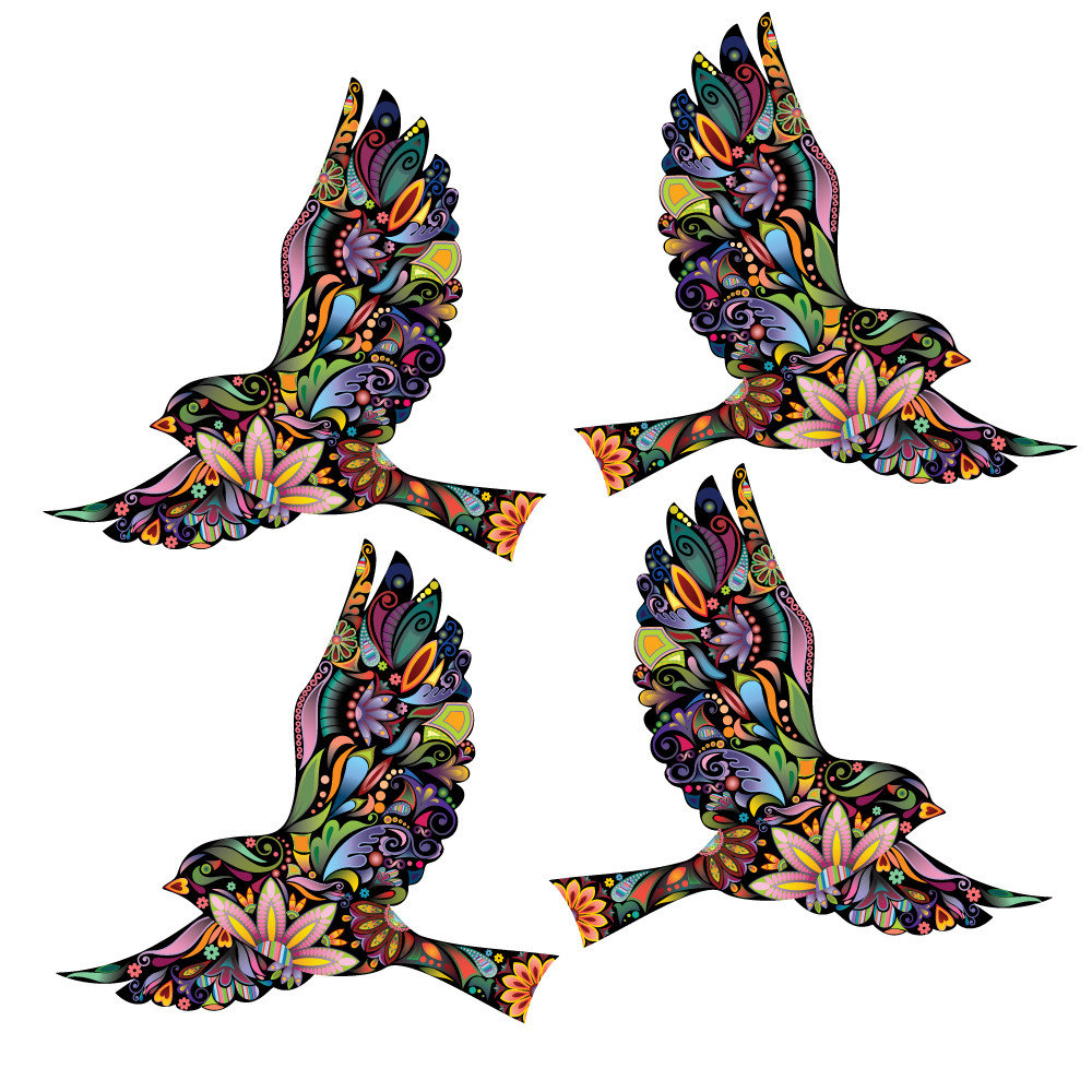 My Wonderful Walls 4 Piece Flying Floral Bird Wall Decal Set & Reviews ...