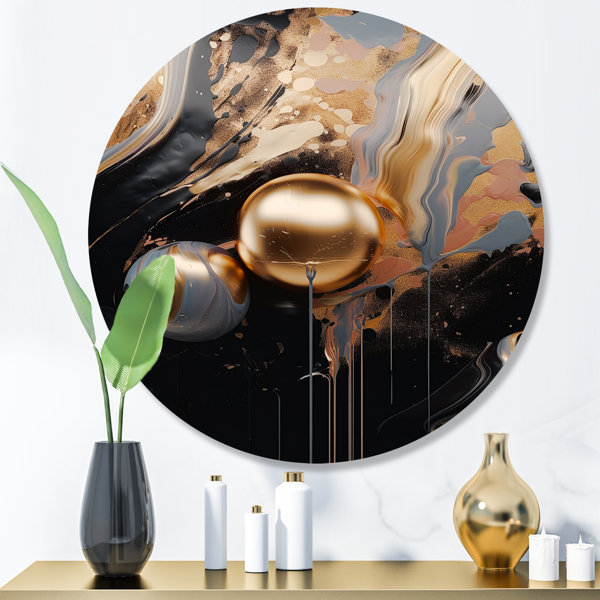 Mercer41 Johntavia Gold And Black Marble Mirage III | Wayfair